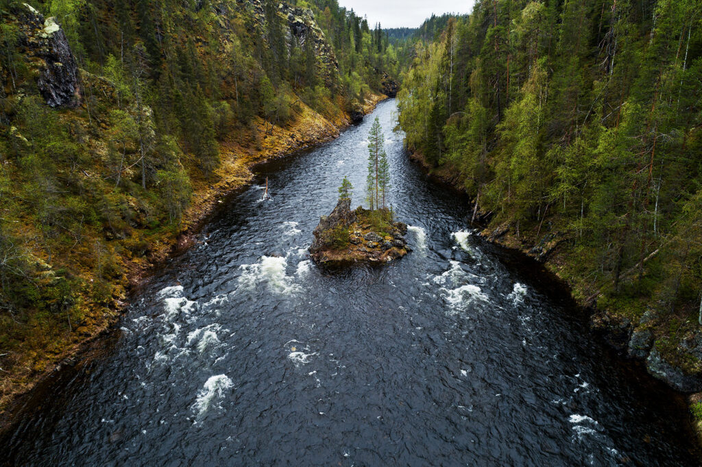 Teel Oulanka rahvusparki. Kuusamo piirkond Soomes.
